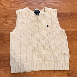 Boys Size 5 Polo by Ralph Lauren Cream Cable Knit Sweater Vest